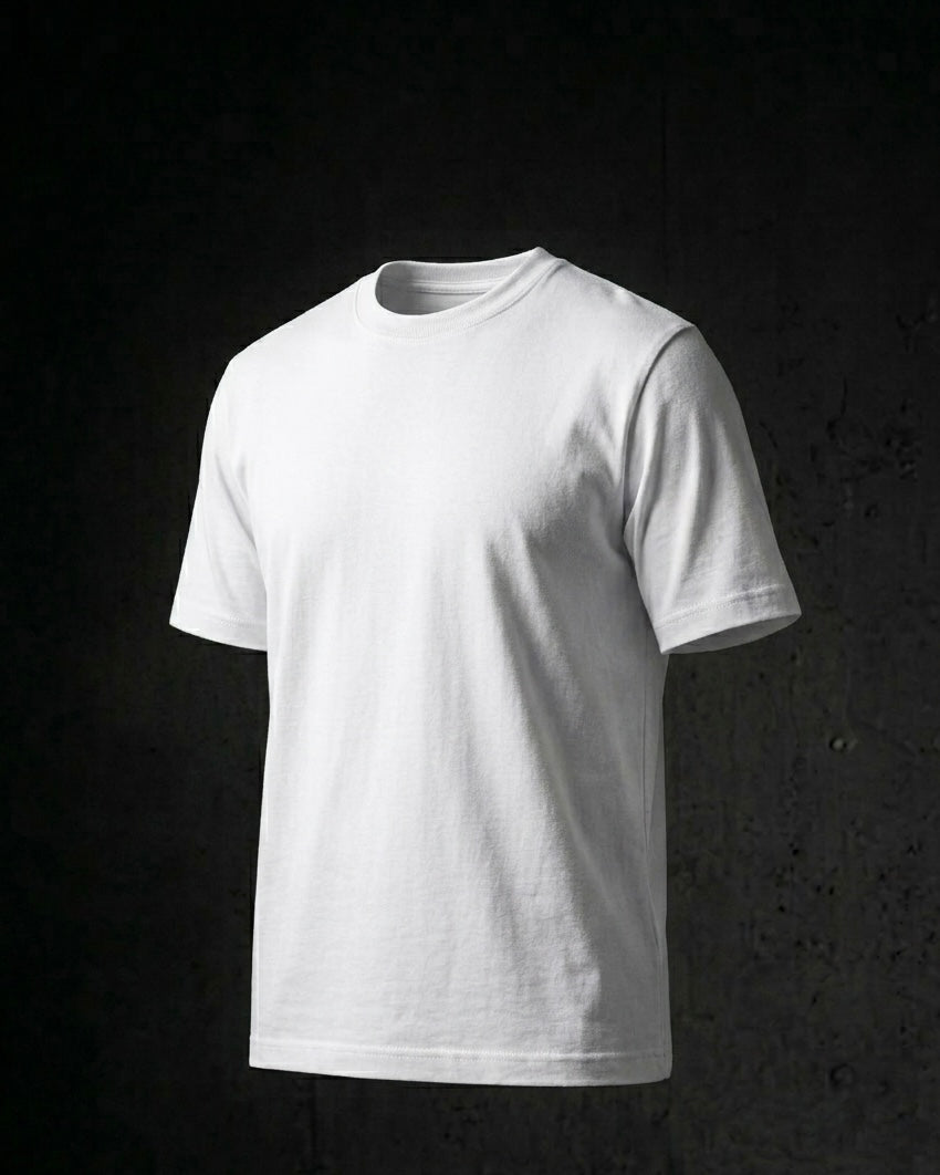 Image 1: 180 GSM polar white regular fit unisex t-shirt, bio-washed engineered cotton — THE OUR STORE