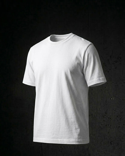 Image 1: 180 GSM polar white regular fit unisex t-shirt, bio-washed engineered cotton — THE OUR STORE