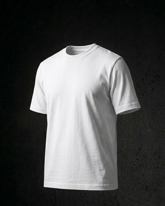Image 1: 180 GSM polar white regular fit unisex t-shirt, bio-washed engineered cotton — THE OUR STORE