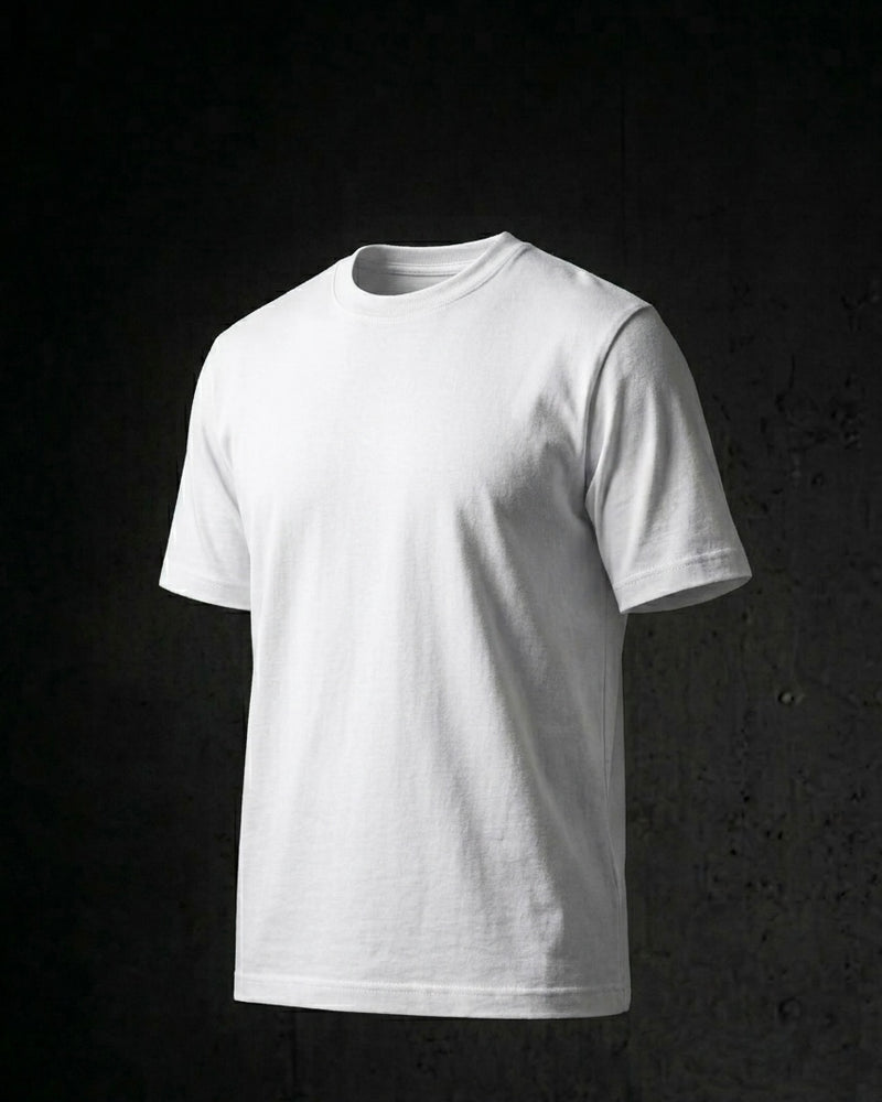 Image 1: 180 GSM polar white regular fit unisex t-shirt, bio-washed engineered cotton — THE OUR STORE