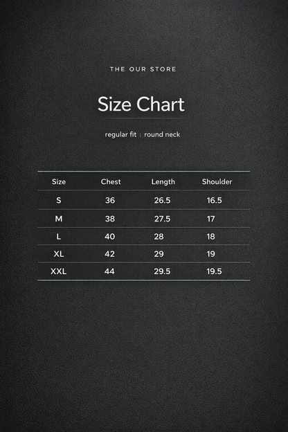 Image 3: Size chart regular fit unisex tee — THE OUR STORE Vol. 01